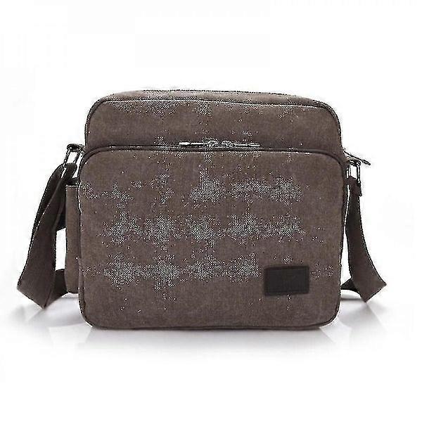 Men's Canvas Shoulder Messenger Bag with 7 Pockets, Adjustable Strap, Durable High-Density Cotton, for School and Casual Use