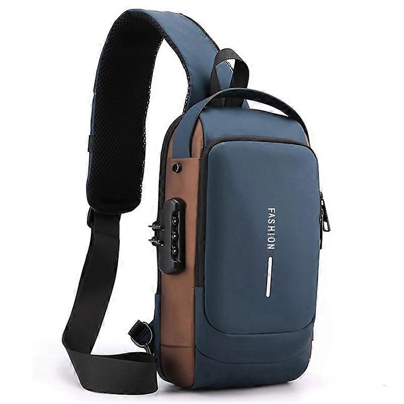 Usb Charging Sport Sling Bag Male Anti-theft Chest Bag With Password Lock