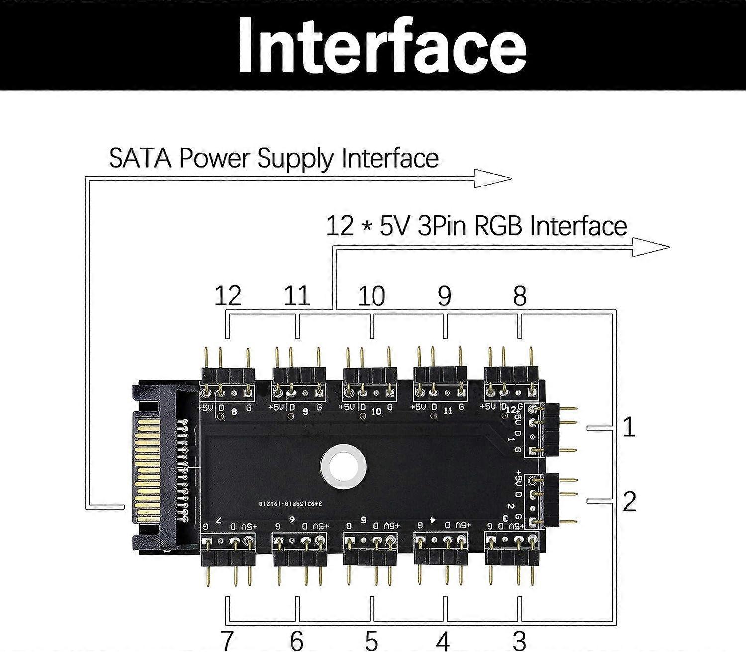 Hub Contrôleur RGB/ARGB 1 à 11 Ports - Splitter LED - Alimentation SATA - Neuf Pour PC
