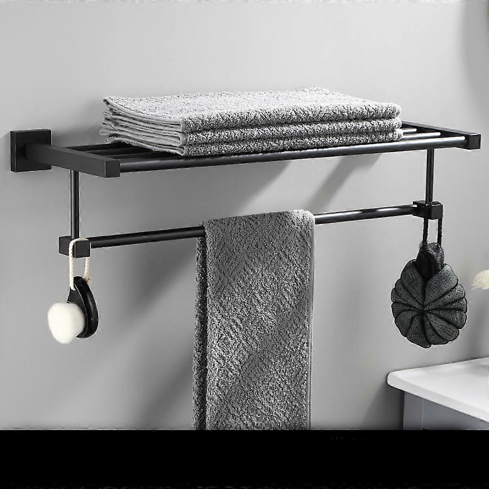 Bathroom Towel Rack, Wall Mounted Towel Bars (Black, 60cm)