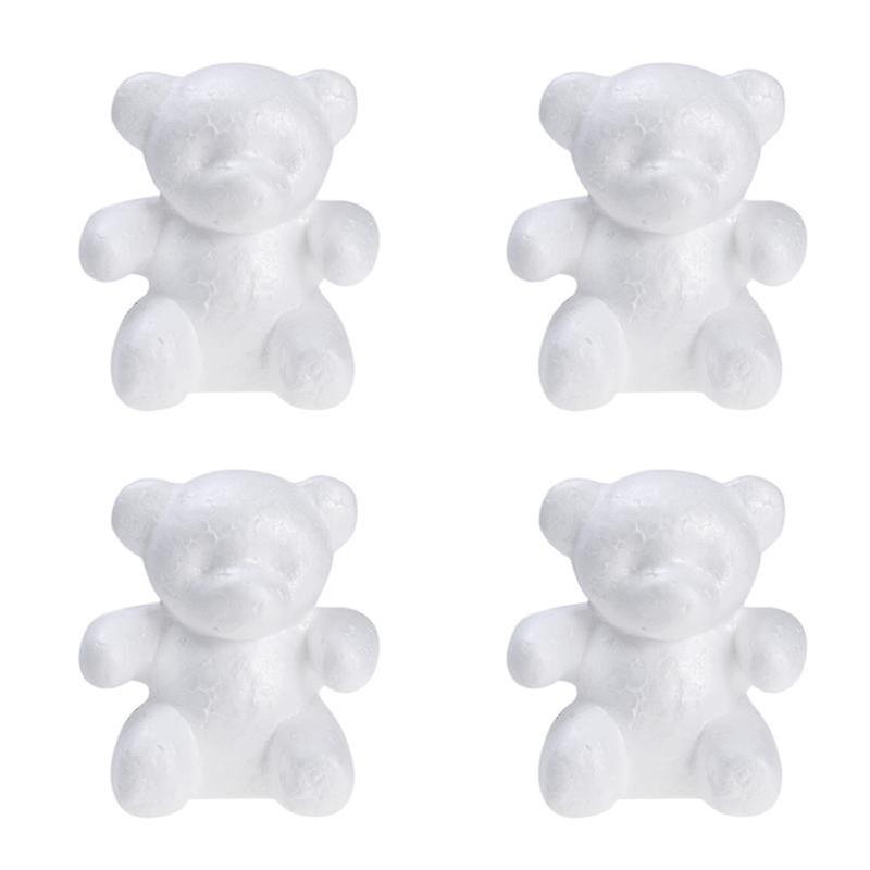 4pcs White Styrofoam Bear Shape Sculptures Craft Balls For Diy Arts Decoration Flower Arranging (height 15cm/base Width 10cm)