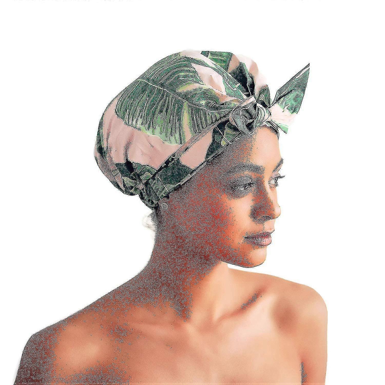 Shower Caps, Waterproof Cap Reusable With Elastic Band