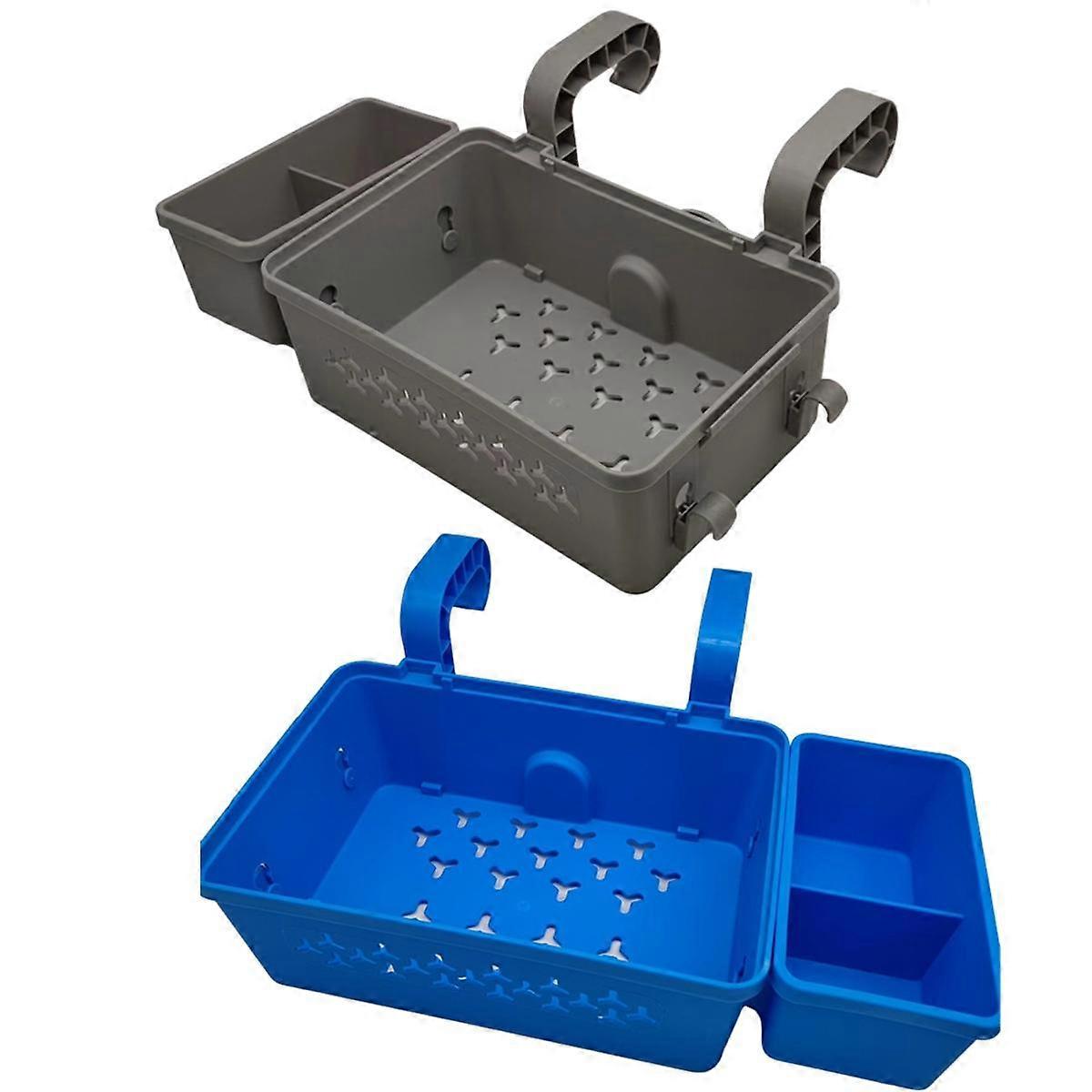 Pool Side Storage Basket with Pool Accessories, Pool Edge Hook Storage Basket Outdoor Sundries Hang