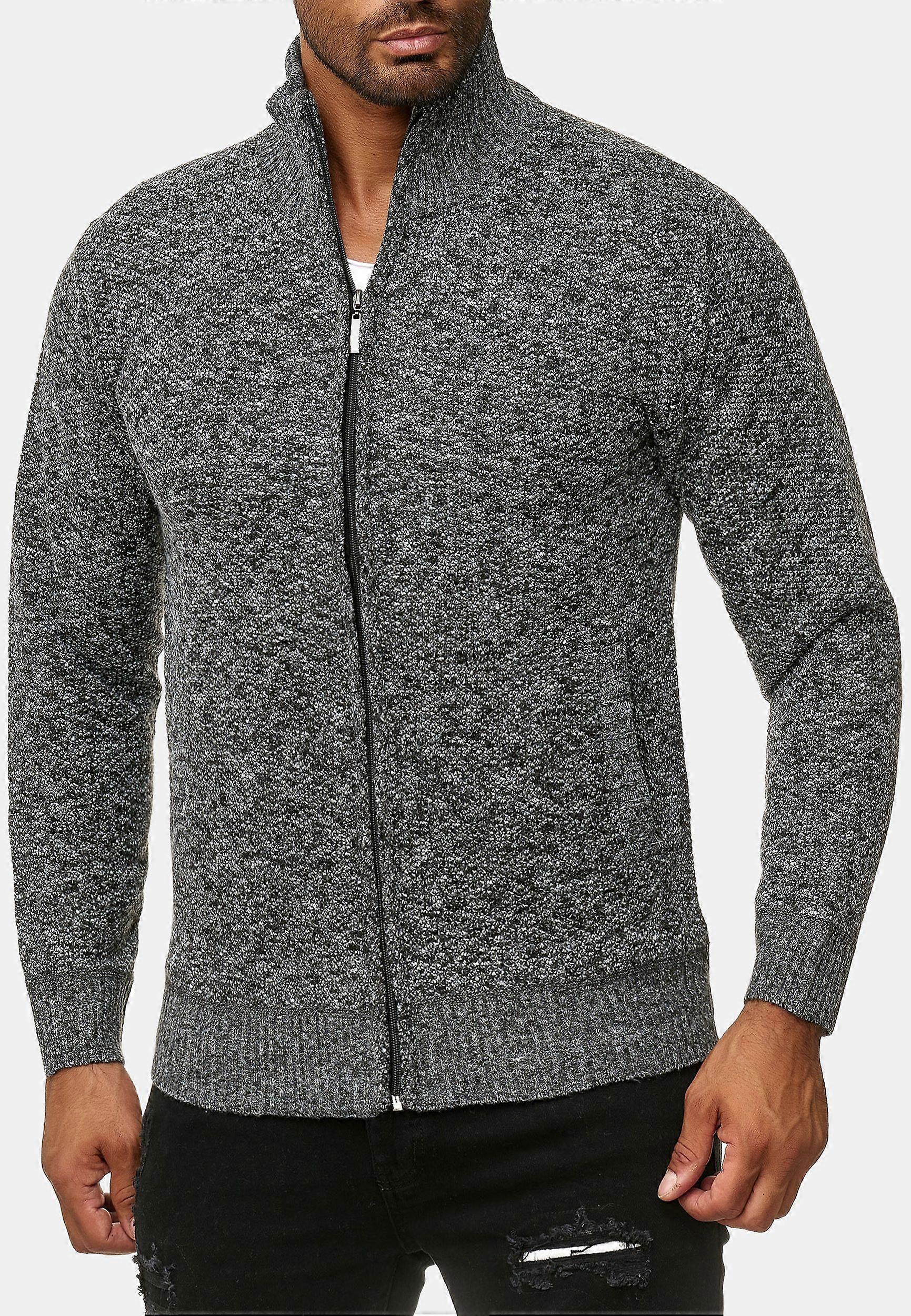 Men's Warm Cardigan with Stand-Up Collar and Elastic Sleeves Zipper