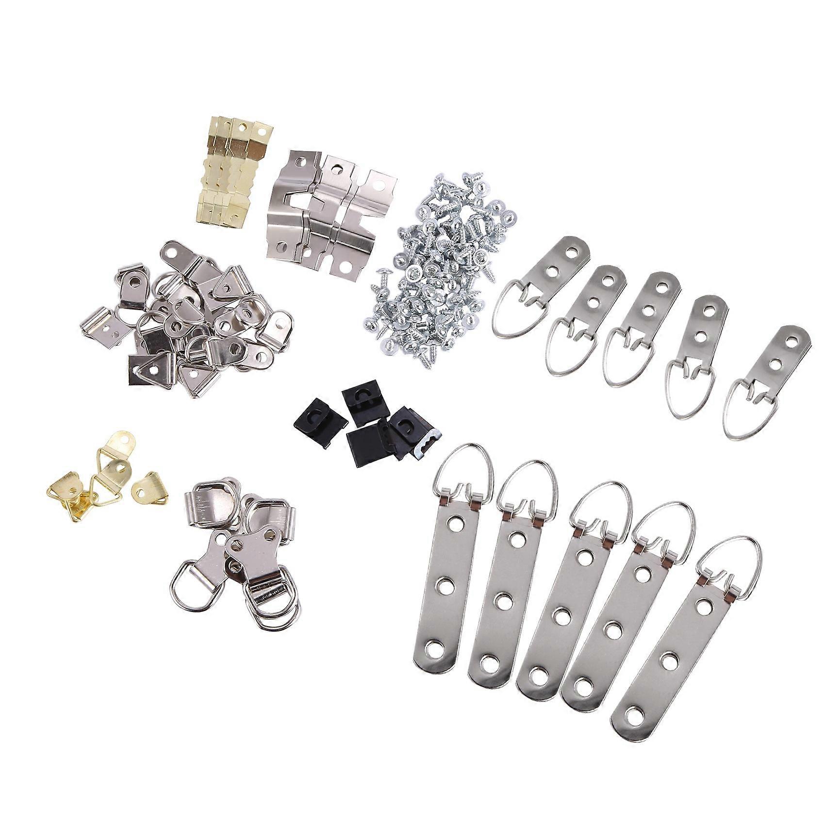 140 Pcs Photo Frame Hanging Hooks Kit, 9 Models Picture Hanger Hooks with Screws for Office Family