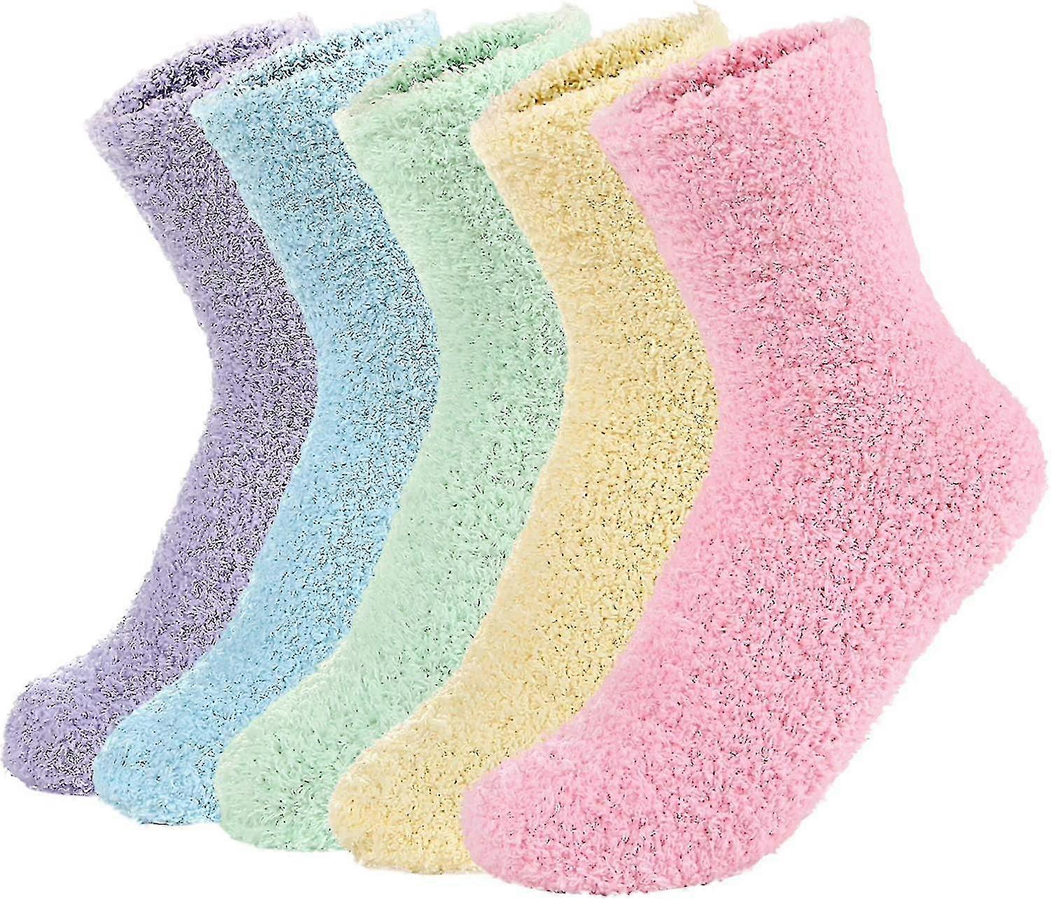 5 Pairs Women Warm Super Soft Plush Slipper Sock Winter Fluffy Microfiber Crew