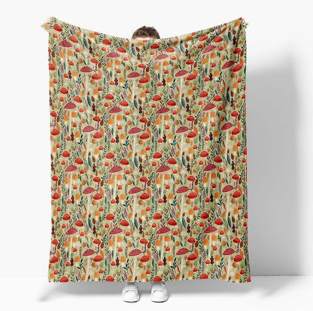 بوهو بطانية الفطر، لينة الفانيلا بطانية خفيفة الوزن، البرتقالي / الأحمر رمي بطانية لغرفة المعيشة أريكة ديكور، مزرعة خمر بطانية للنساء الفتيات أ