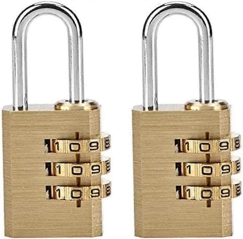 Combination padlock - Security lock with numbers - Maximum hardness and reliability - 3 numbers - 2 padlocks