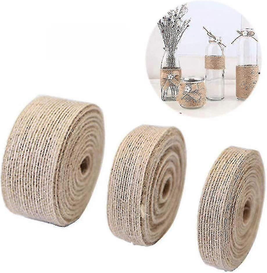 3ロール30mナチュラル美しいジュートリボン-ヴィンテージギフトリボン-縫製、DIYクラフト、結婚式、パーティー、クリスマスデコレーション(1.5cm、2.5cm、3.8cm)