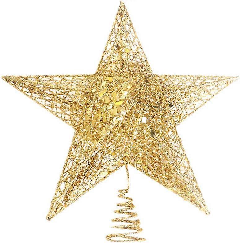Sparkling Star Christmas Tree Topper - Gold 15cm | Festive Decor