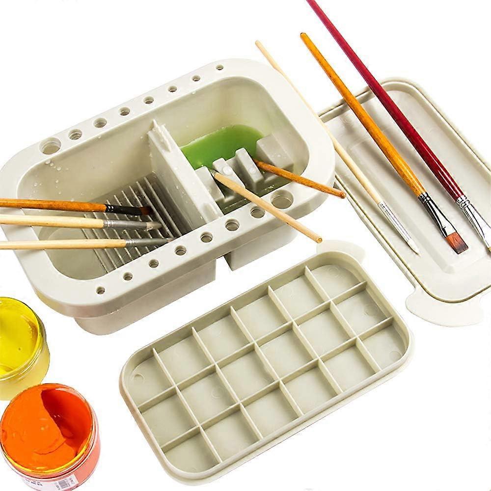 Penselbøtte med penselholder - Multifunksjonell kunstnerpenselservant