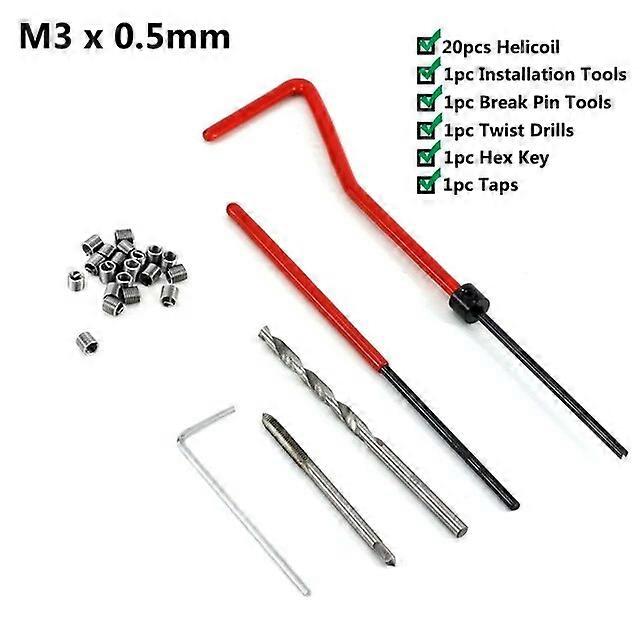 25pcs Thread Repair Tool Kit M3/M4/M5/M6/M7/M8/M10/M12/M14 for Restoring Damaged Threads Spanner Wrench Thread Repair Bit Kit