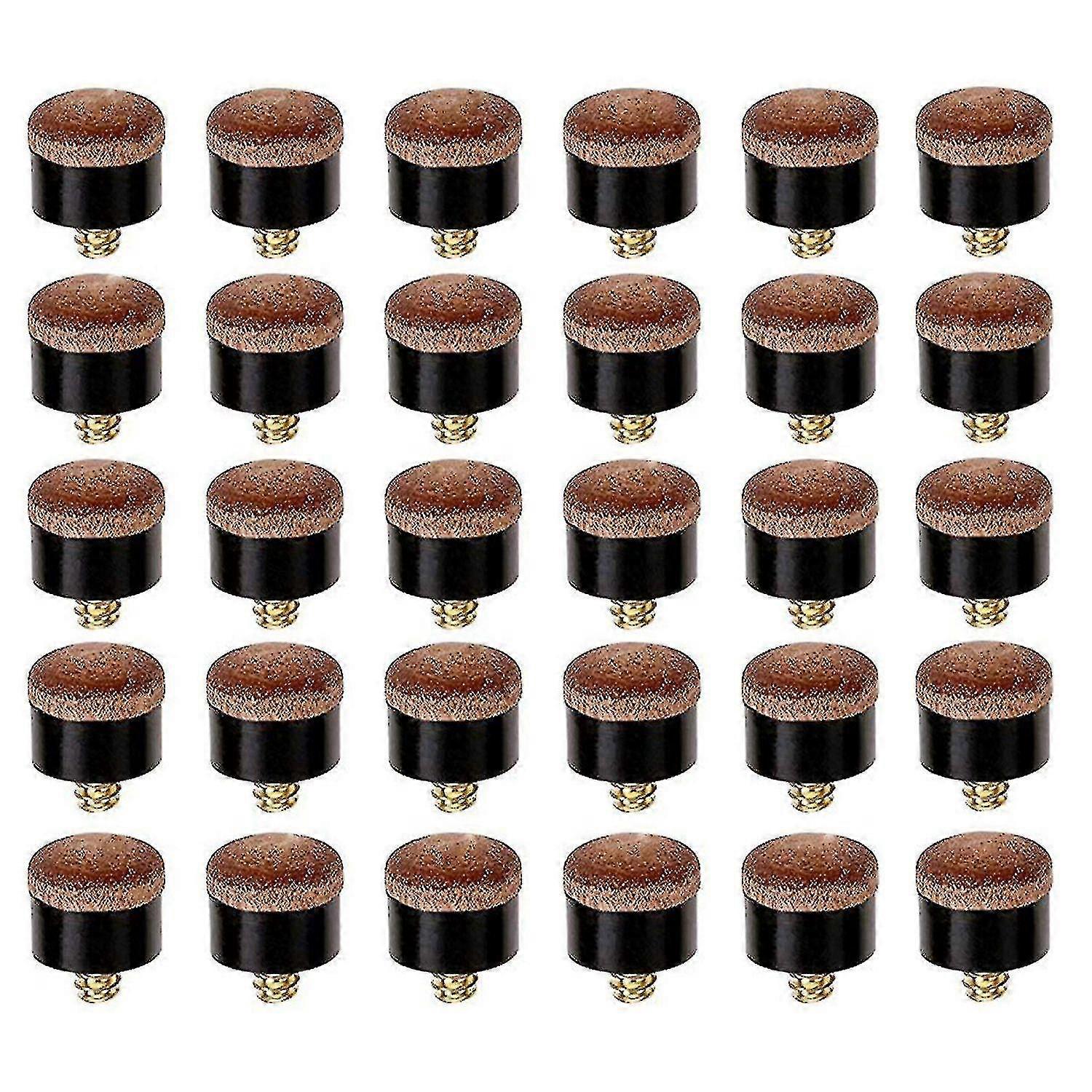 30 Pcs Billiard Pool Cue Stick Screw-on Tips 12mm Replacement Billiard Cue Tips Compatible Pool Cues And Snooker/bl