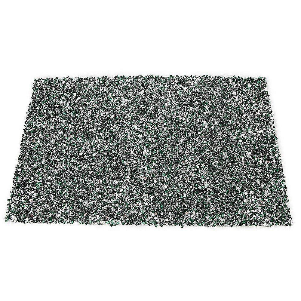 Hotfix Rhinestone Sheet Banding Mesh Trim DIY Decoration Accessory (Emerald) - 24*40cm