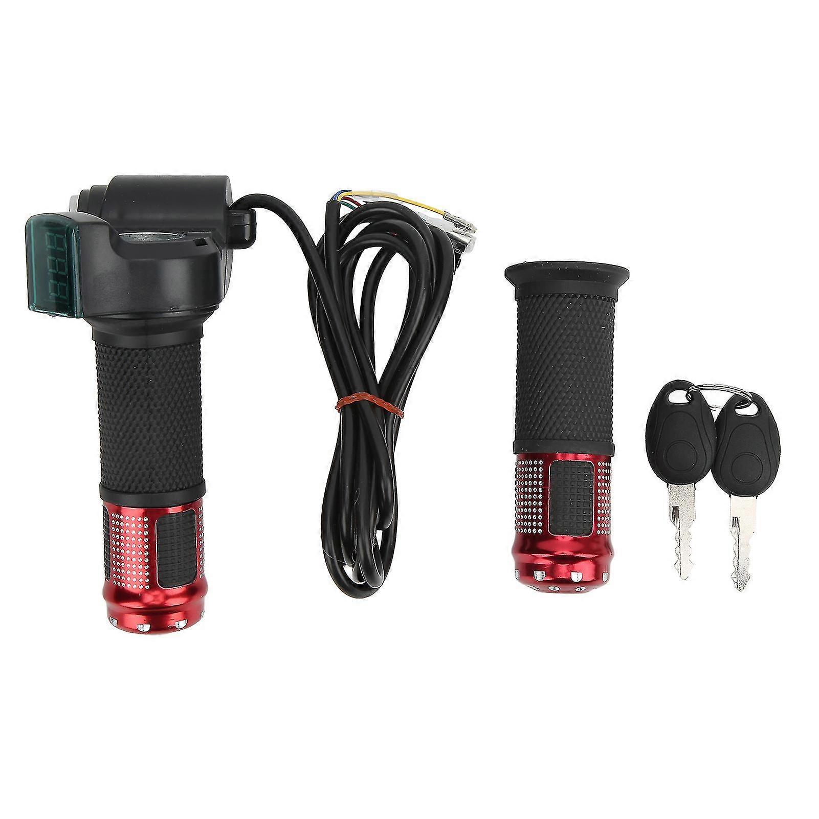 12V-99V Electric Scooters Throttle Grip with Speed Control and Lock - Red Handle Sleeve