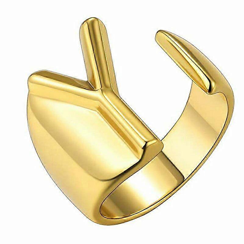 Personalized Gold Plated Initial Letters Alphabet Open Ring Women Adjustable