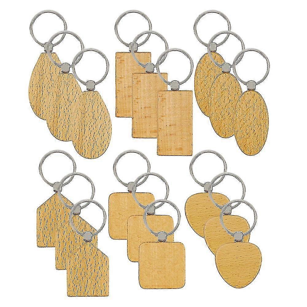 18pcs κενή ξύλινη κλειδοθήκη Diy ξύλινες κλειδοθήκη βασικές ετικέτες δώρα