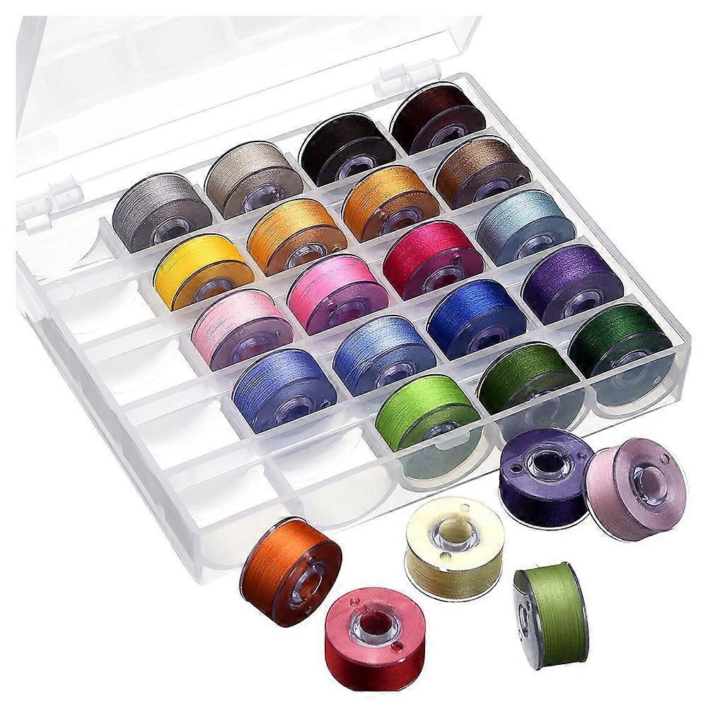 Bobbin Case Organizer with 25 Clear Sewing Machine Bobbins and Assorted Colors Sewing Thread for Br