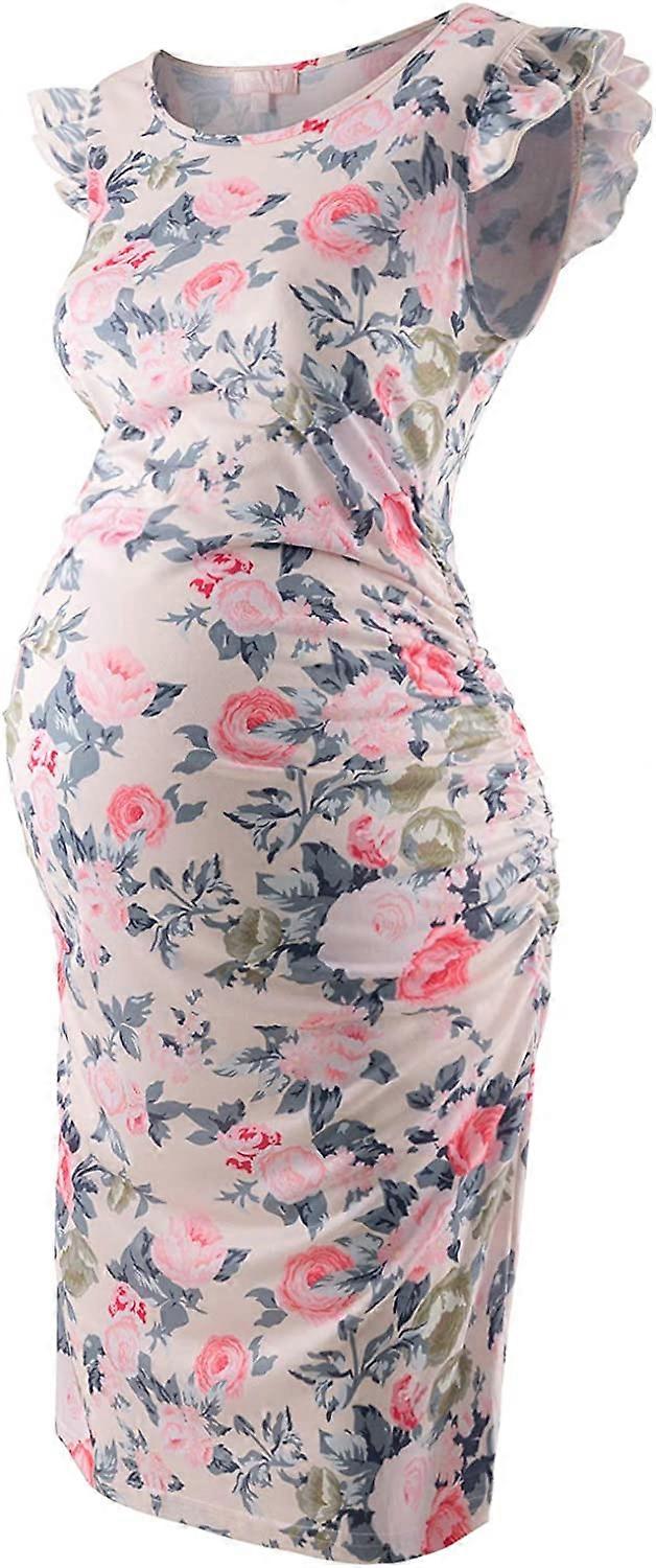 white christmas dresses Shirred Floral Maternity Sun Dress - Shoulder Tie