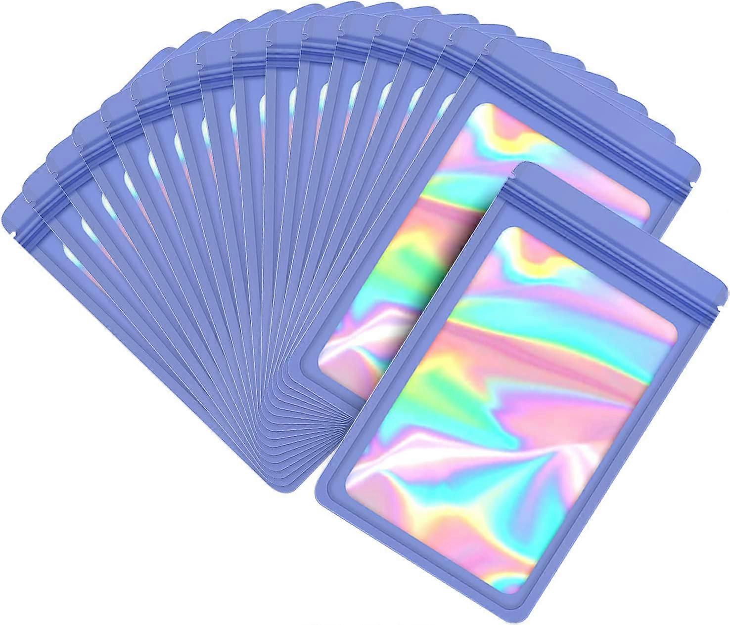 100pcs mylar bags,with clear window holographic resealable sealable zip bag
