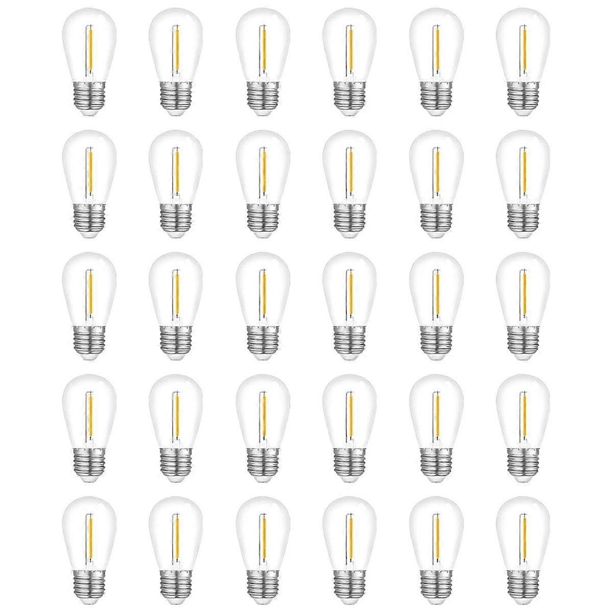 30-Pack Outdoor String Light Bulbs, Waterproof S14 Replacement Bulb, E26 Base Warm White