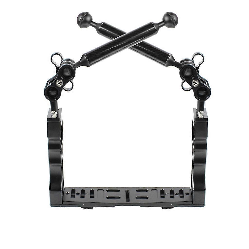 Dual Handle Handheld Stabilizer Diving Tray Grip W/ Double ball light arm Clip