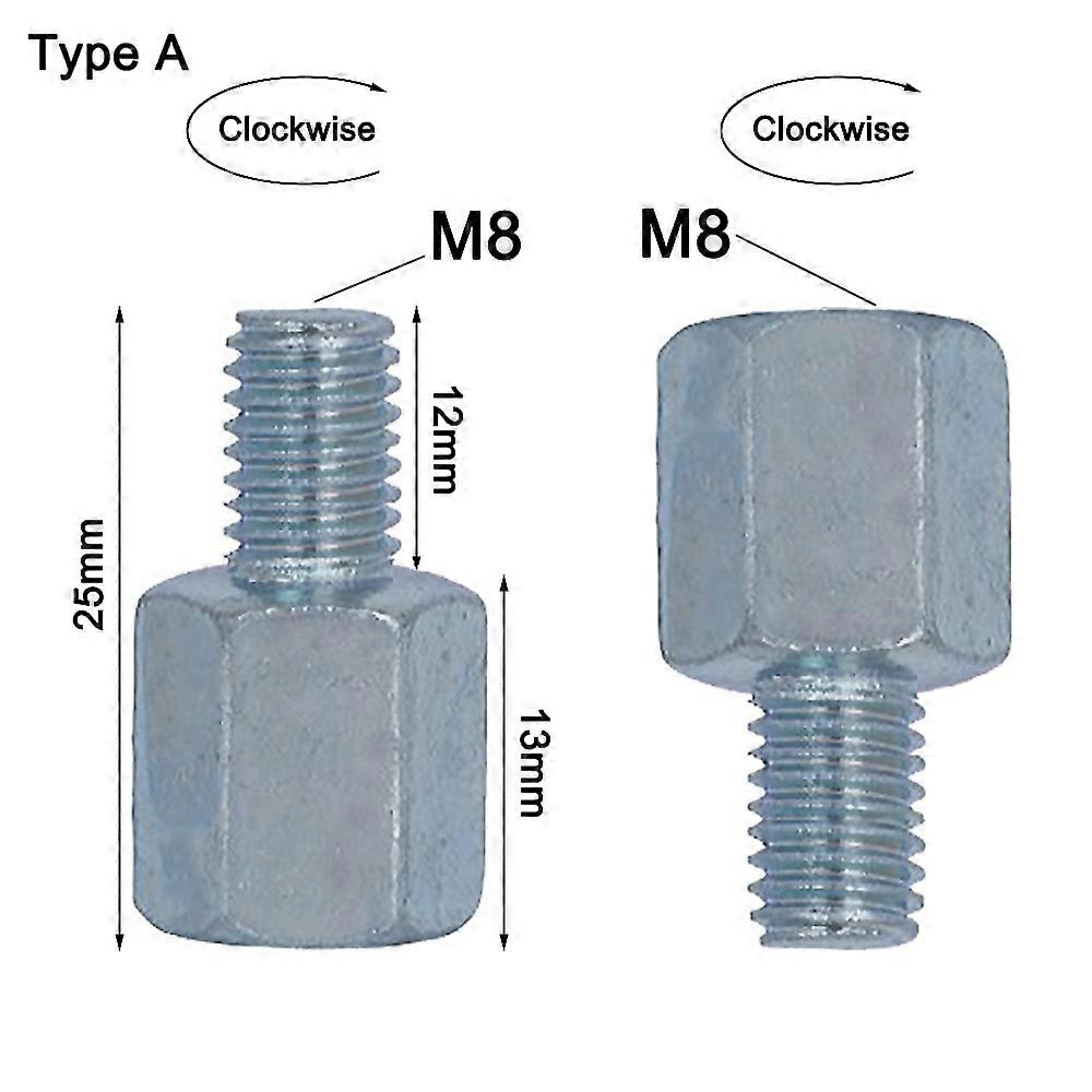 QX Clockwise 8mm Silver Steel Metal Motorcycle Rearview Mirror Adapter Bolt Screw Thread Conversion Bolt Motorbike Mirror Screw