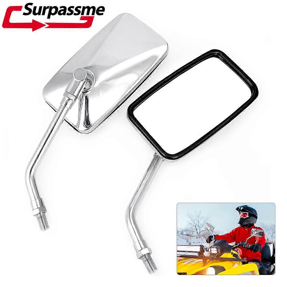 QX 10MM Chrome Motorcycle Rear View Mirrors 360 Degrees Adjustment ATV Side Mirrors For Dirt Bike Scooter Moped Tricycle Quad