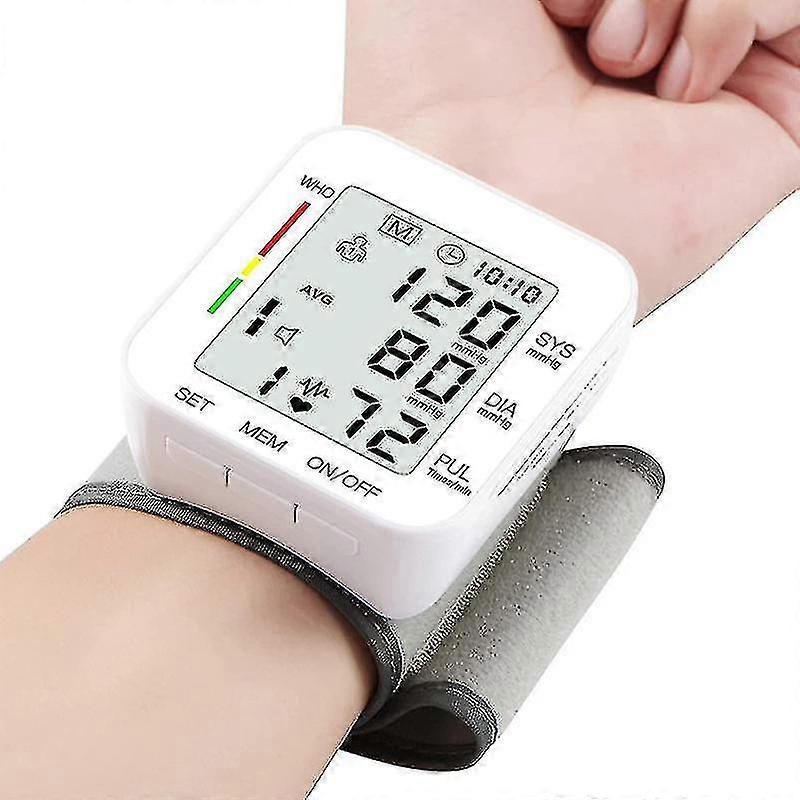 Blood Pressure Monitor Wrist Bp Monitor Large Lcd Display Adjustable Wrist Cuff 5.31-7.68inch Automatic 90x2 Sets Memory For Home Use