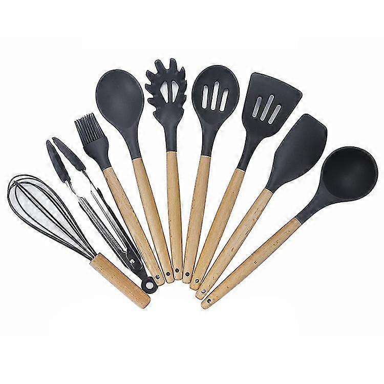 9 In 1 B Version Wooden Handle Silicone Kitchen Tool