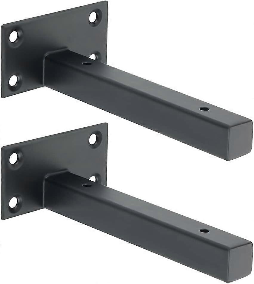 Industrial Shelf Bracket Wall Mount Shelf Bracket Metal Bracket for Floating Board Concealed Bracket Matte Black, 2Pcs