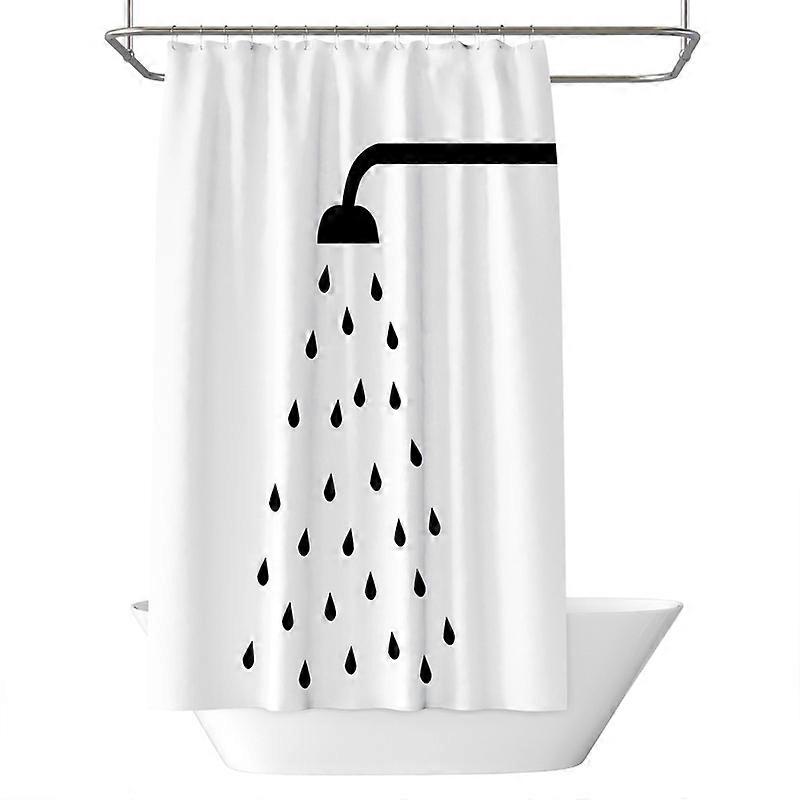 Shower Drops Pattern Shower Curtain White 180x180cm