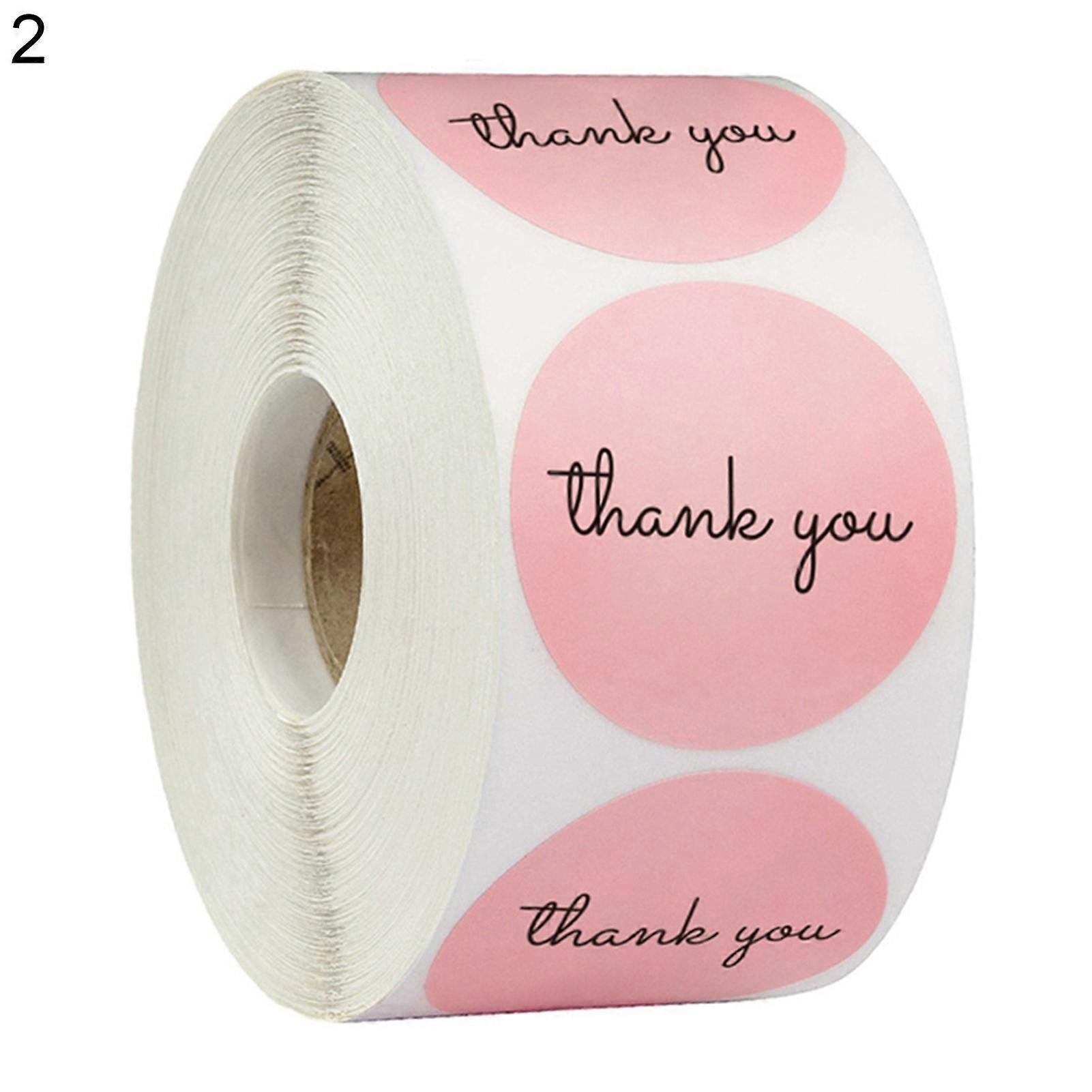 MengXi 1 Roll Round Thank You Label Stickers Easy to Stick PVC Convenient DIY Stickers for Scrapbooking