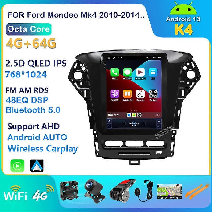 Android Tesla Style Car GPS Navigation For Ford Mondeo 2011-2015 Auto Radio Stereo Multimedia Player With Bluetooth WiFi Mirror