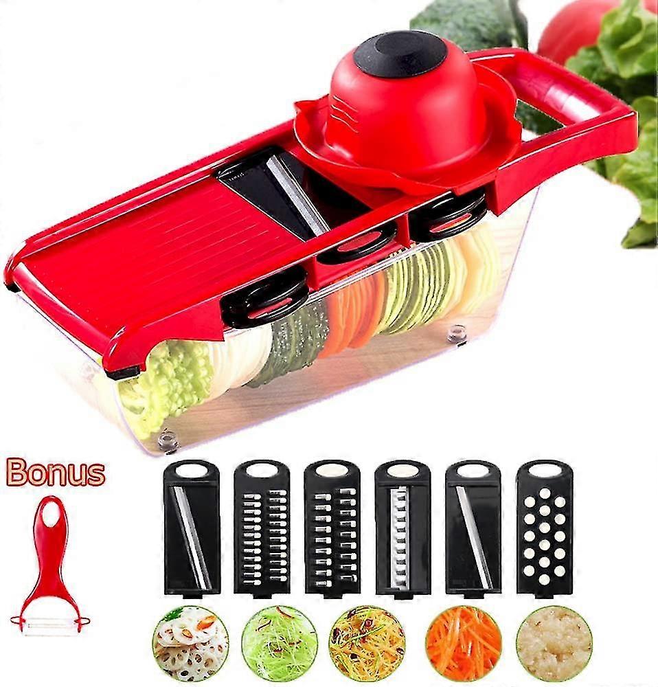 Vegetabilsk Slicer Rustfritt Stål Mandolin Vegetabilsk Kutter 6 Kniver