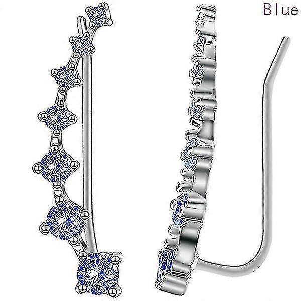 Crystal Earrings Hoop Climber Earrings Blue 1 Pair