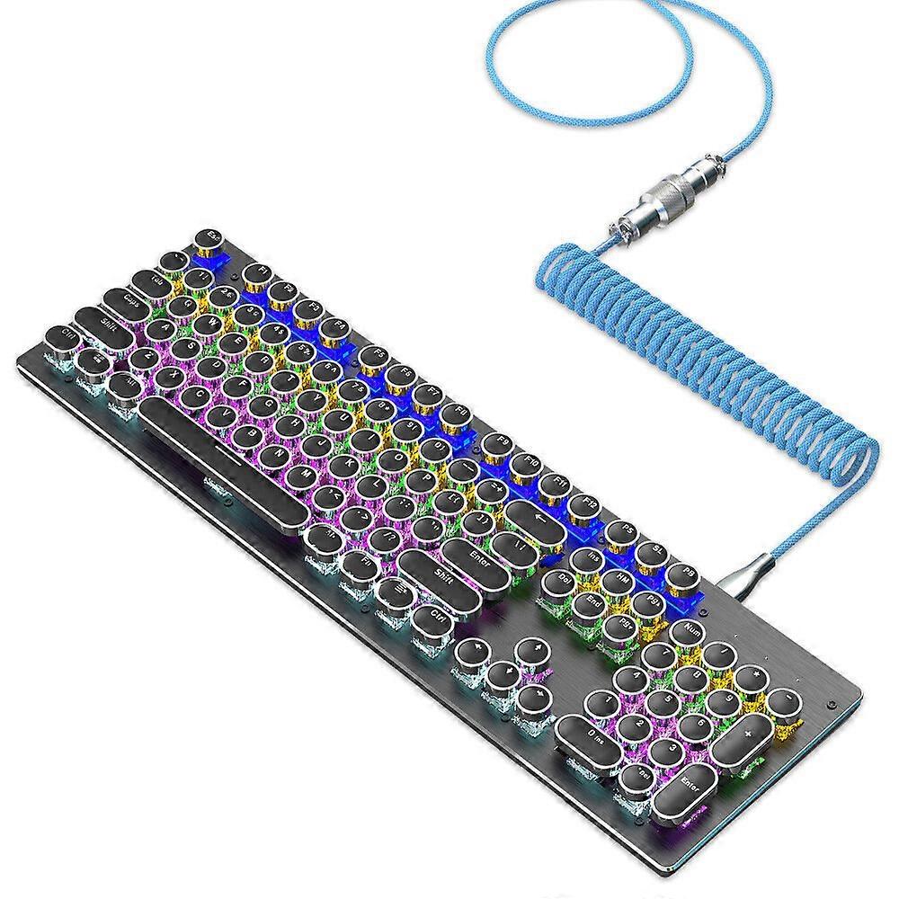 2.2m Mechanical Keyboard Cable Coiled Type-c Usb Aviation Connector Spring Wire Desktop Computer Plug Data Cable