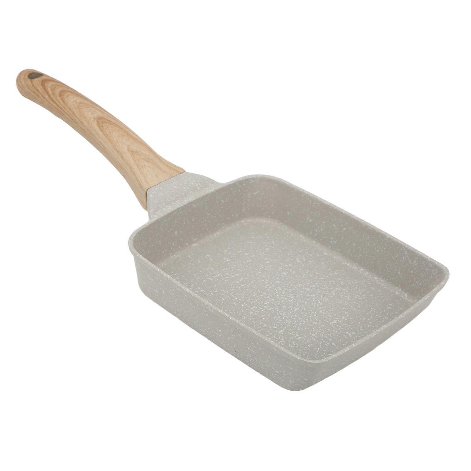Breakfast Flat Pan Aluminum Alloy and Phenolic Plastic Non Stick Rectangle Tamagoyaki Frying Pan for Home Steak Beige