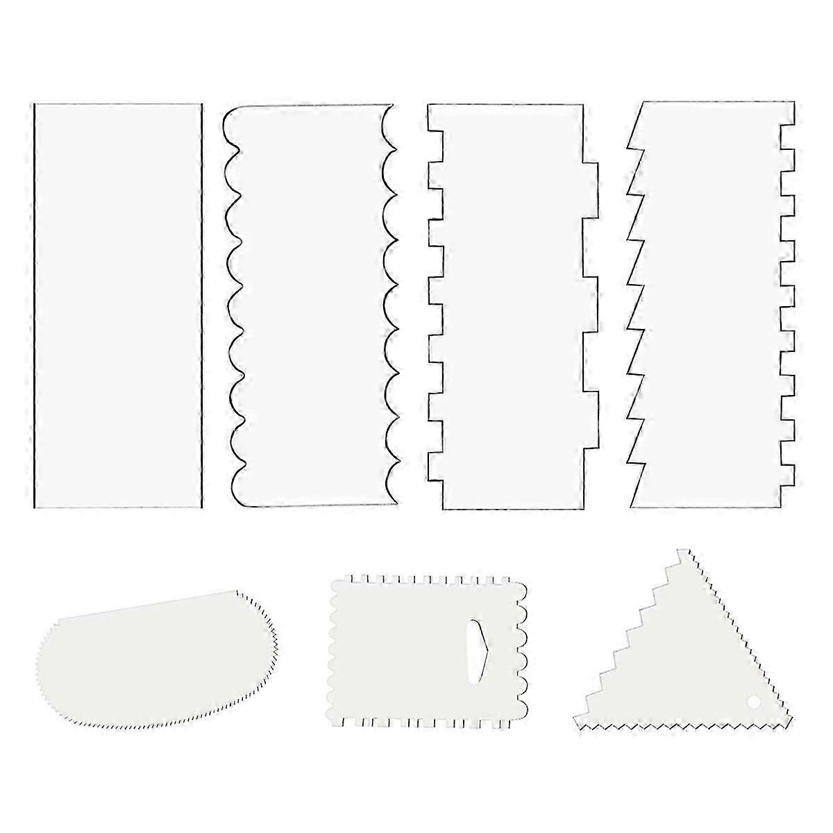 7 Pcs Icing Smoother Cake Scraper Set Frosting Cake Spatula Decorating Comb Tool Scraper Cake Tools