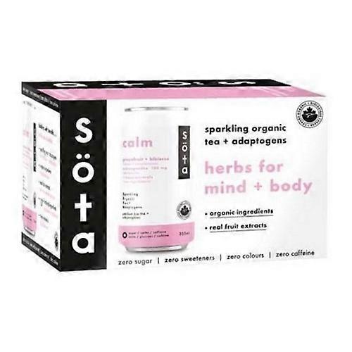 SOTA Organic Sparkling Tea & Adaptogens Calm Grapefruit & Hibiscus, 6 X 355 Ml (Case Of 4)