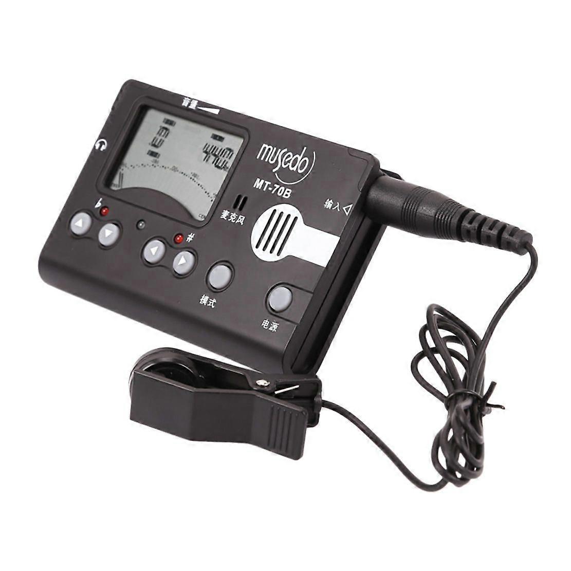 Accordeur MT-70B avec micro à pince et microphone intégré Accordeur LCD électronique 3 en 1 Métronome Tonalité