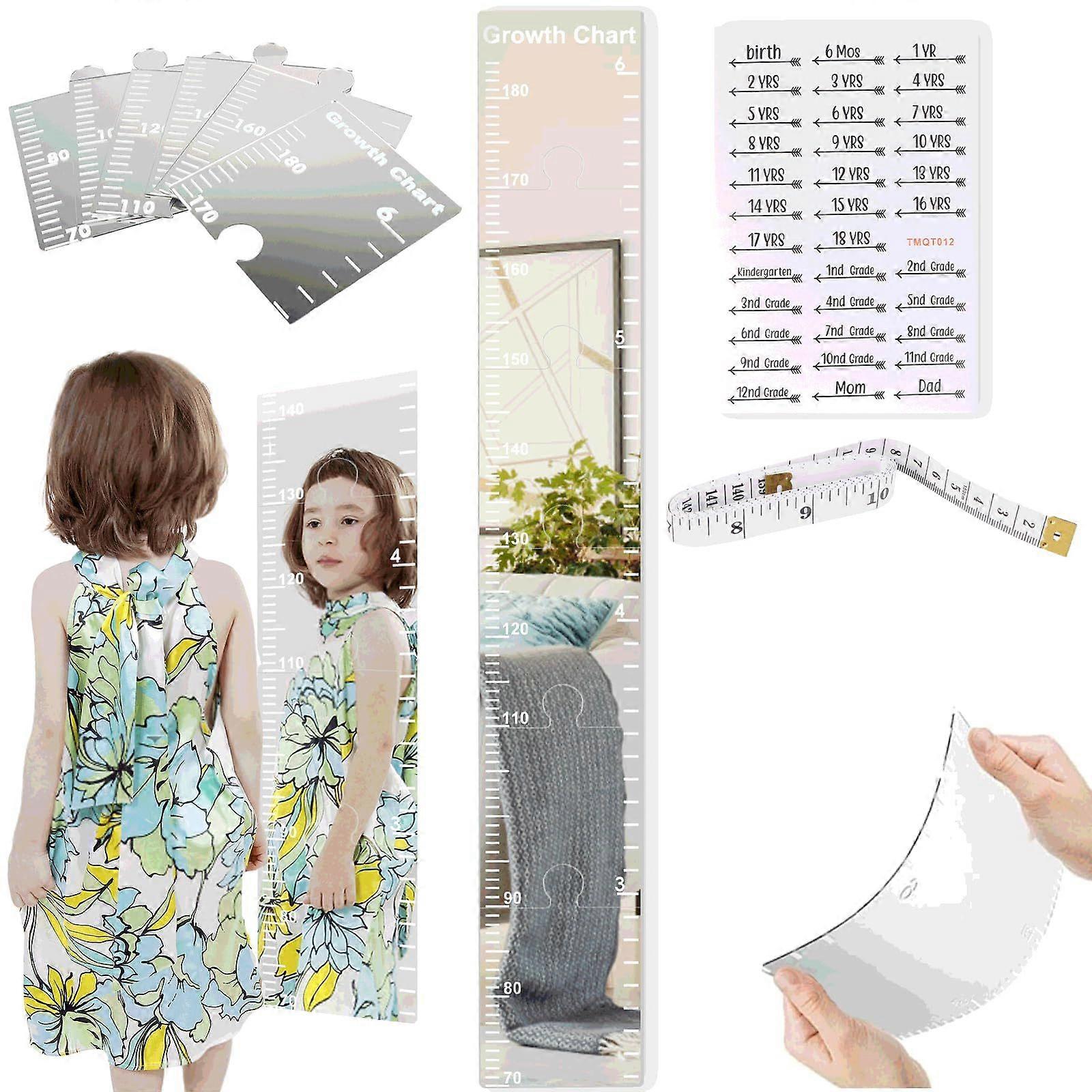 Personalized Puzzle Mirror Growth Chart for Kids, 70-180cm Kids Height Chart for Wall, Height Measuring Mirror with Height Tracker & Ruler