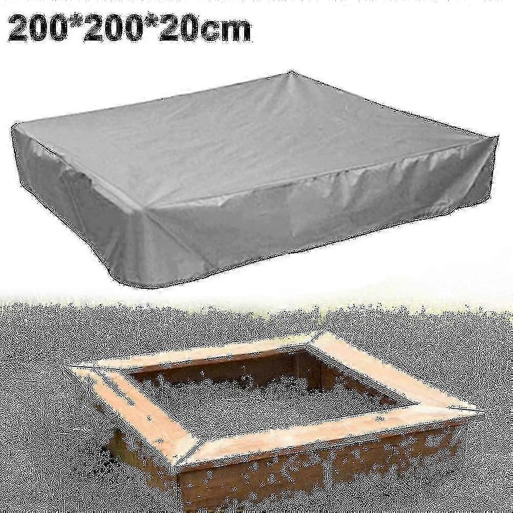 サンドピットカバー、サンドピットターポリン、サンドピット用ターポリンサンドピットグレー200x200x20cm