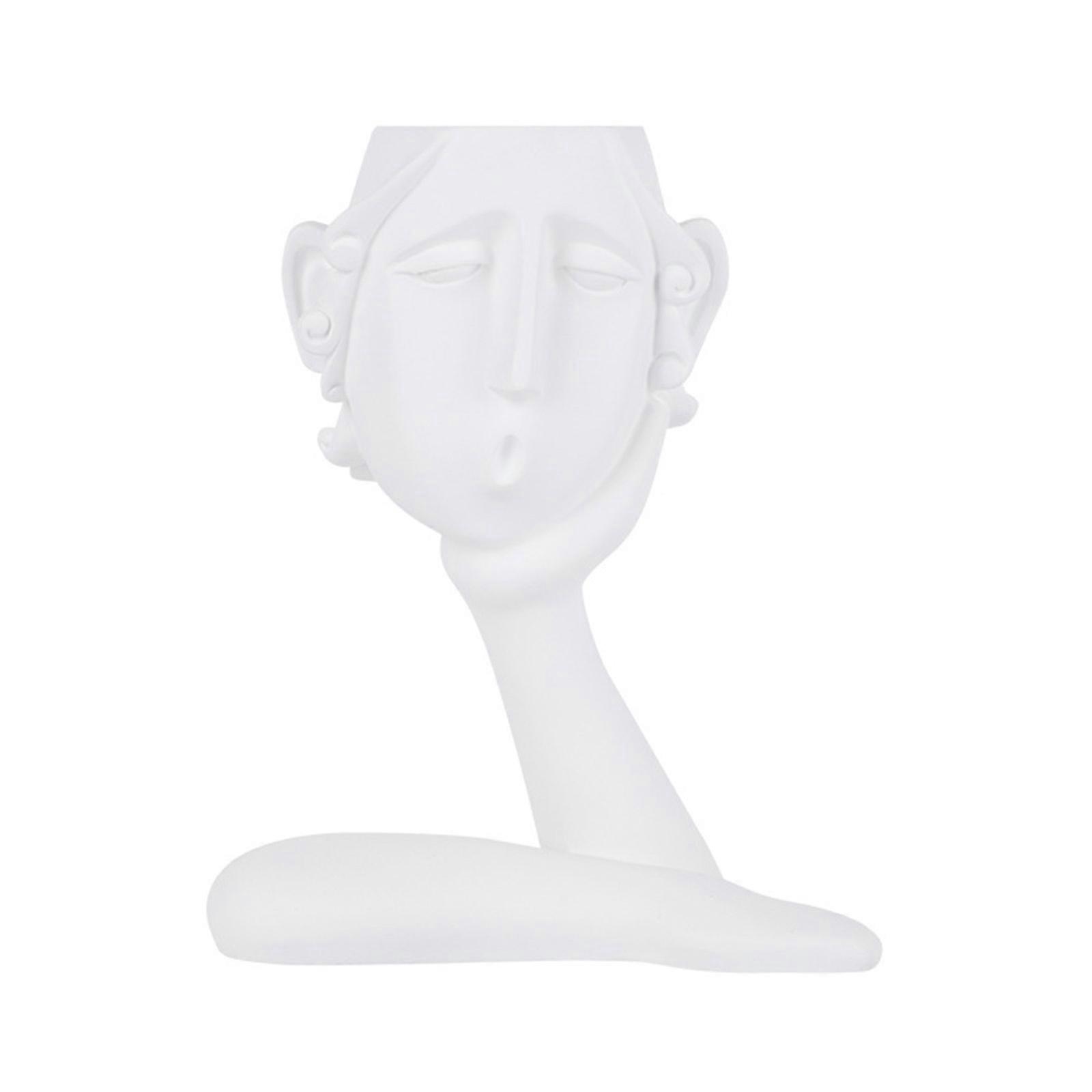 Hand Holding Face Thinking Ceramic Vase Succulent Planter Cactus Container White