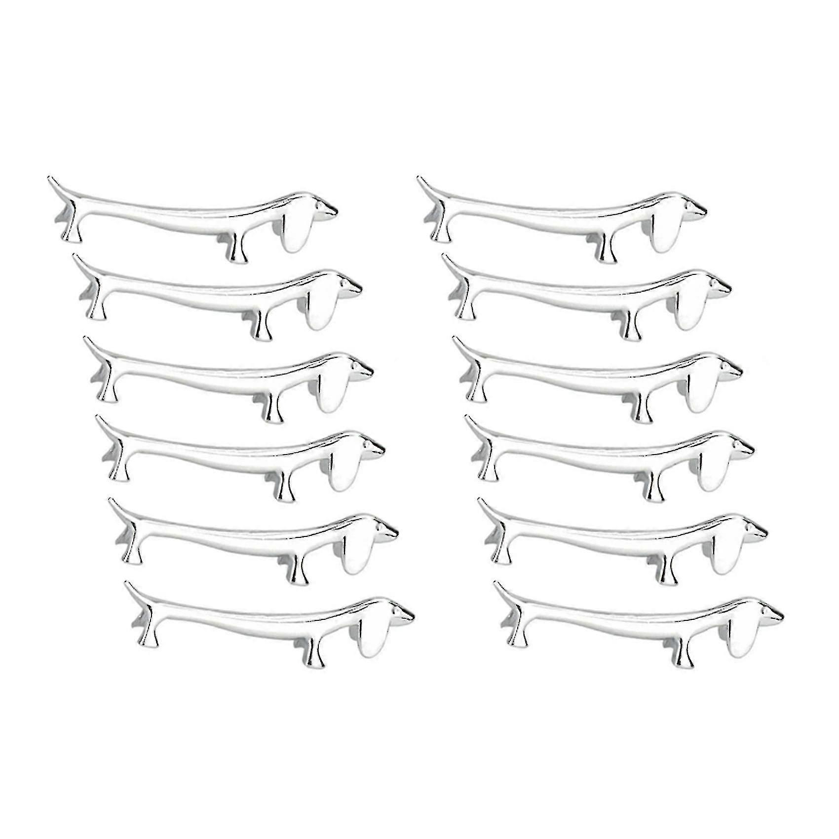 12 stuks eetstokjeshouder voor kleine honden, eetstokjeshouder voor teckel, zinklegering, vorkstandaard, lepel, servies