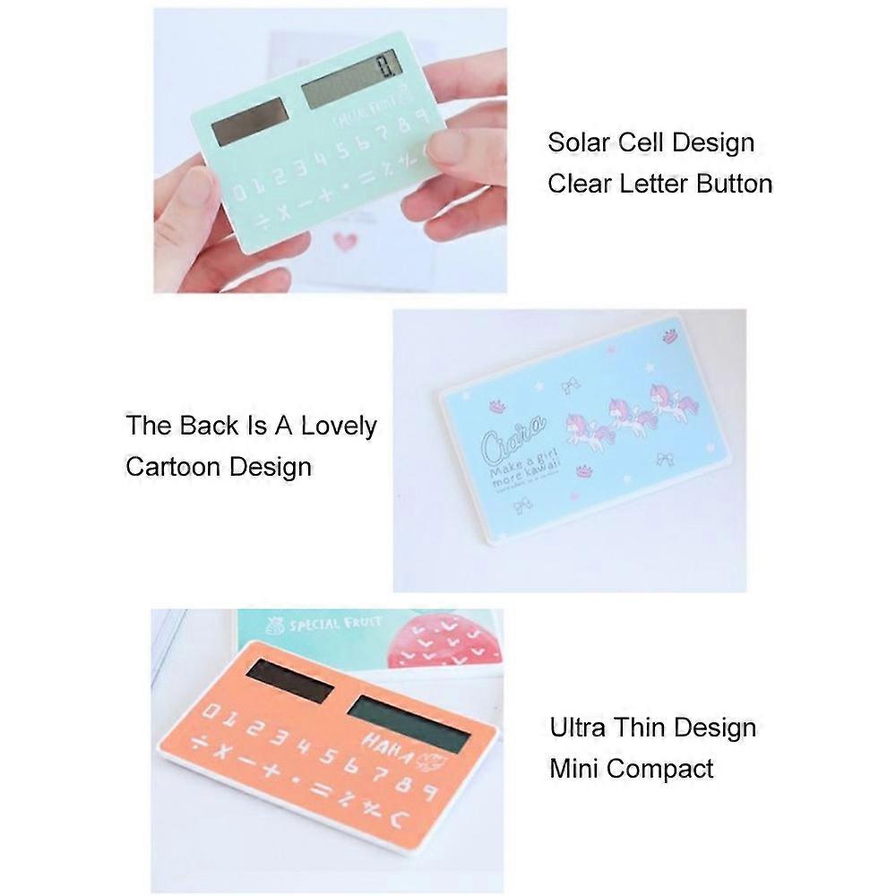 Mini Card Size Calculator Ultra-thin Cute Cartoon Solar Powered Calculator 8 Digits Display Portable