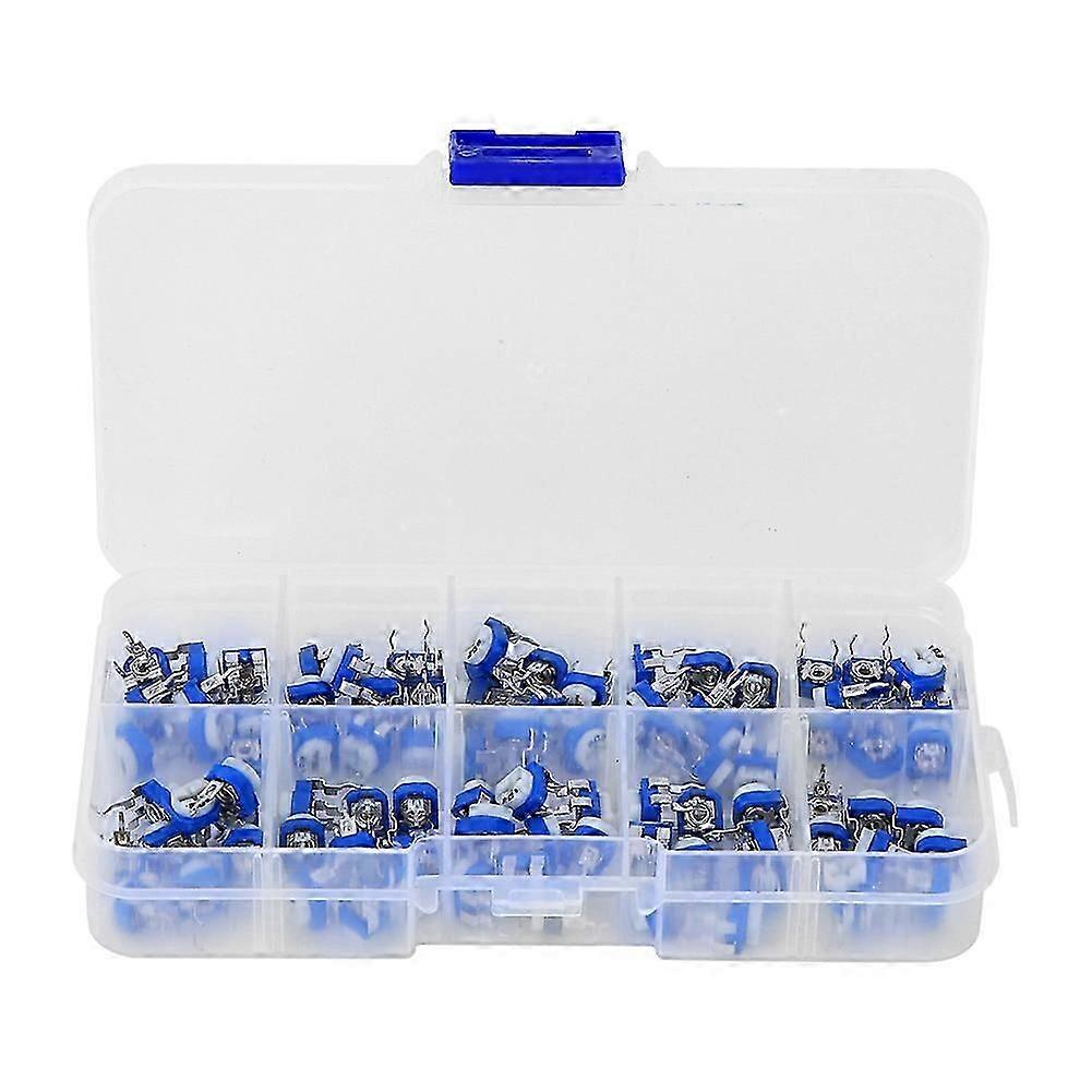 100PCS Blue &amp; White Adjustable Resistor Set Potentiometer Kit Regulating Resistance Eletrical Su