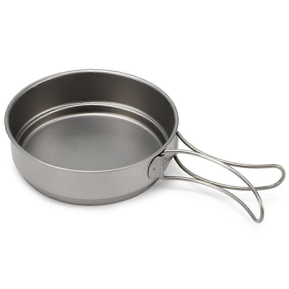 350ml / 500ml Ultralight Titanium Fry Pan Bacteriostatic Pan Outdoor Portable Cookware Foldable Handle