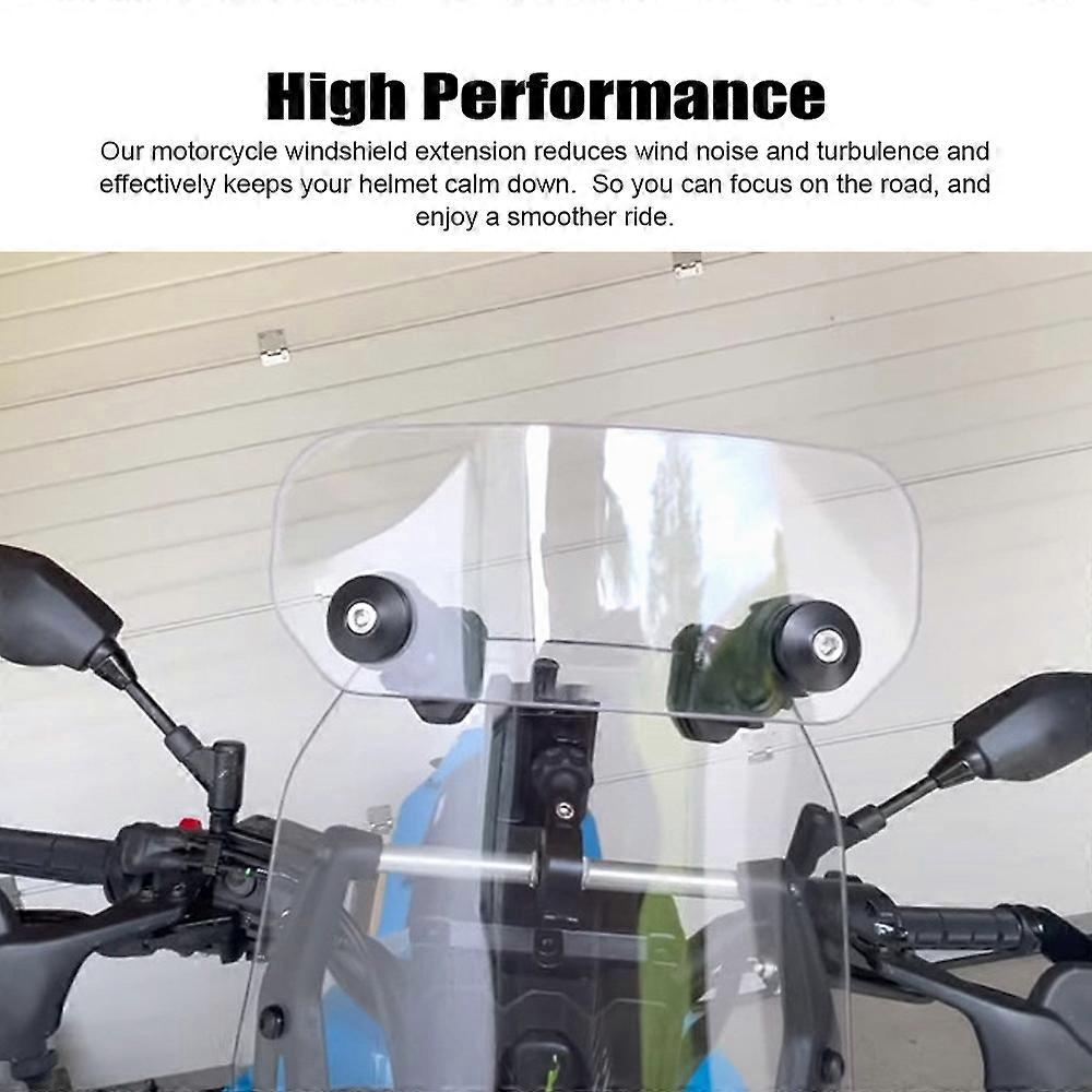 Motorcycle Windshield Extension Universal Adjustable Airflow Windscreen Extender Fits All Motobikes (Transparent)