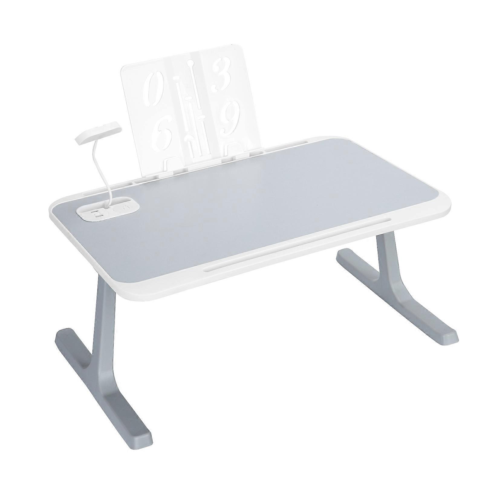 Foldable Laptop Bed Table with Lamp, Storage Drawer & Charging Port, 60cm